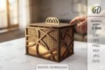Conjunto de caixas de madeira em camadas 3D cortadas a laser - Imagem 9
