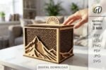 Conjunto de caixas de madeira em camadas 3D cortadas a laser - Imagem 3