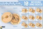 Conjunto de caixa para alianças de casamento 3D cortada a laser