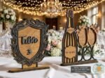 Números de mesa e suporte para casamento em 3D
