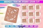 Conjunto de pranchas de desenho de animais cortadas a laser