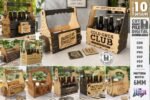 Conjunto de suporte para garrafas de cerveja cortado a laser