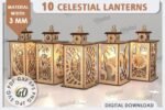 Conjunto de Lanternas Celestiais Cortadas a Laser