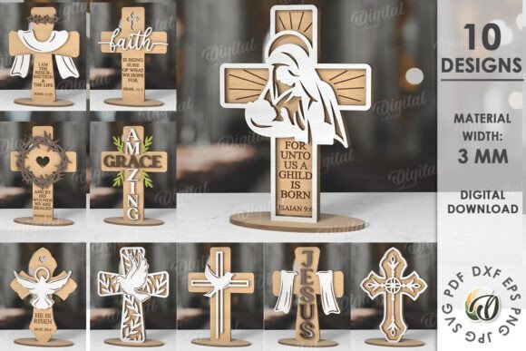 Christian-Crosses-Laser-Cut-Bundle-Graphics-118767291-1-1-580x387 Conjunto de cruzes cristãs cortadas a laser - Imagem 1