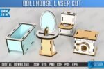 Conjunto de Móveis para Casa de Bonecas Cortados a Laser - Imagem 12