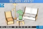 Conjunto de Móveis para Casa de Bonecas Cortados a Laser - Imagem 13