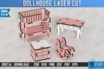 Conjunto de Móveis para Casa de Bonecas Cortados a Laser - Imagem 14