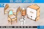 Conjunto de Móveis para Casa de Bonecas Cortados a Laser - Imagem 8