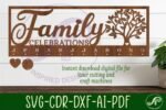 Calendário de árvore de celebrações familiares em formato SVG