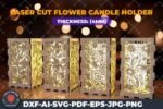 Porta-velas com corte a laser em formato de folhas e flores