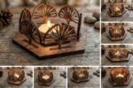 Pacote de arquivos SVG para porta-velas de chá com tema de lótus