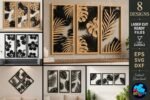Arte de parede em madeira com folha de Monstera