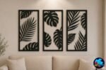 Arte de parede em madeira com folha de Monstera - Imagem 4