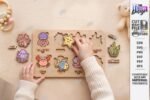 Quebra-cabeça Montessori infantil cortado a laser