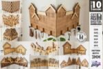 Conjunto de suportes de canto para chaves cortados a laser
