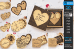 Conjunto de caixas para alianças de casamento cortadas a laser