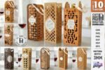 Conjunto de caixas de presente para garrafas de vinho cortadas a laser