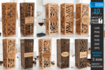 Conjunto de caixas de presente para garrafas de vinho cortadas a laser